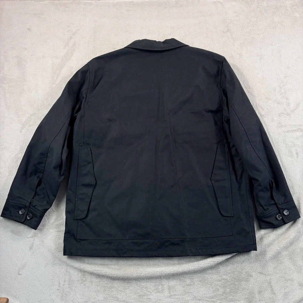 Polo Ralph Lauren Oilskin Waxed Canvas Leather Black Hunting Jacket Coat Men XL